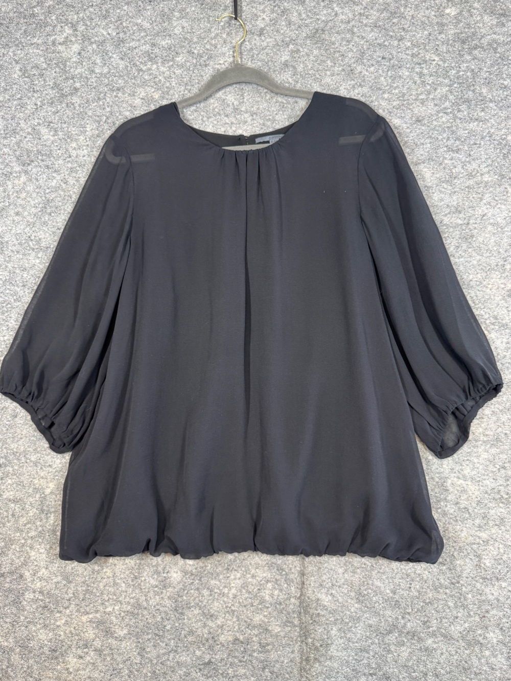 Cassis Silk Blouse Black XL Bubble Hem Career Office Minimalist Quiet Luxury